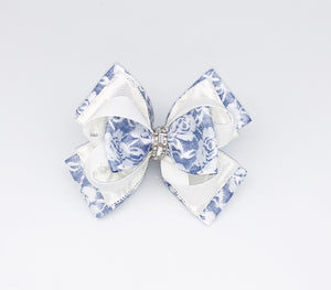 Denim and Lace Hair Bow