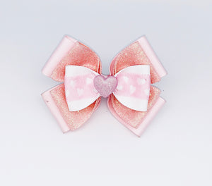 Pink Heart Hair Bow