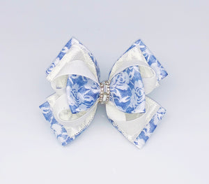 Denim and Lace Hair Bow