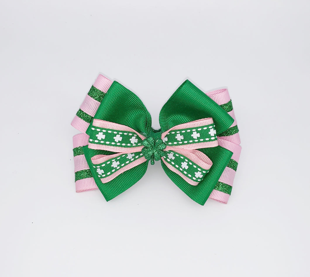 Saint Patrick Lucky in Pink Hair Bow